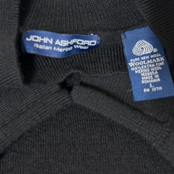 John Ashford Black Italian Merino Wool‎ Mock Neck Sweater Men's size Large - Picture 4 of 6